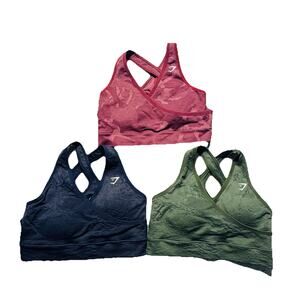 Gymshark Bundle of 3 Cross Performance Logo Sports Bra Top Sz M